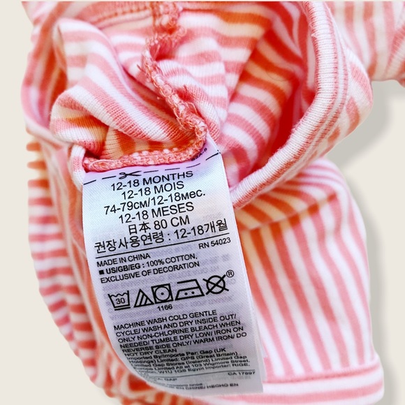 Lot of 2 Baby Gap 12-18M Short-Sleeve Onesies - Gray w/ Pink Ladybug & Stripe - Picture 8 of 8